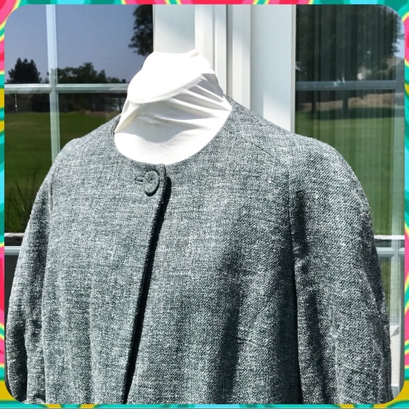 BANANA REPUBLIC Marled Gray 1-Button Wool Blend Swing Jacket Plus Size 14 / XL - Picture 4 of 8